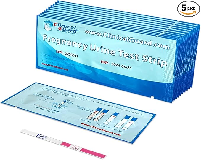 Clinical Guard 5 Pregnancy Tests Strips - Sensitive & Accurate Measurement Within 5 mins - Early Detection Pregnancy Test Strip - Easy to Use for Home Tests - HCG Test Strip Kit