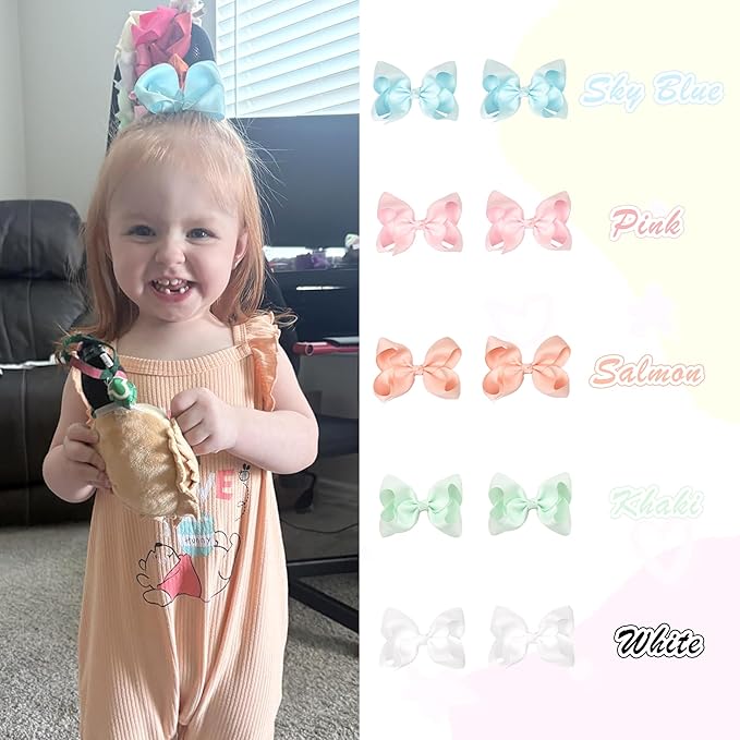 CÉLLOT 40PCS 4.5 Inch Hair Bows for Girls Grosgrain Ribbon Toddler Hair Accessories with Alligator Clips for Baby Girls Toddlers Kids in Pairs