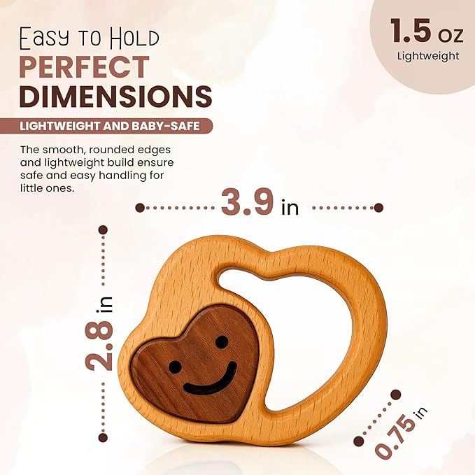 Baby Essentials – Wooden Teething Toy for 3–6 Months | Natural Baby Rattle | Safe Toys for Newborns