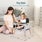 3 in 1 Baby High Chair,Adjustable Convertible Baby High Chairs for Babies and Toddlers,Black