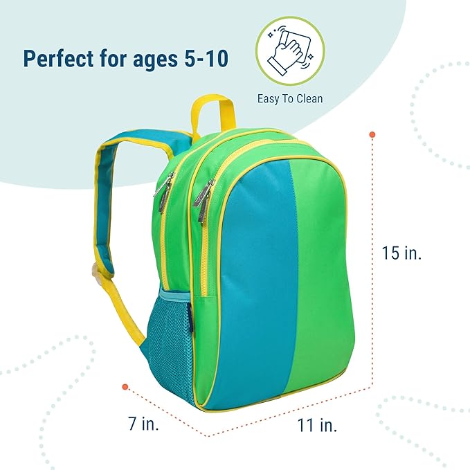Wildkin 15-inch Kids Backpack – Durable, Padded, Adjustable for School & Travel - Monster Green