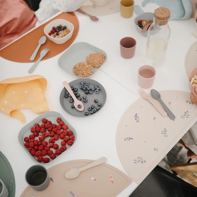 mushie Flatware Fork and Spoon Set For Kids | Made in Denmark (Ivory)