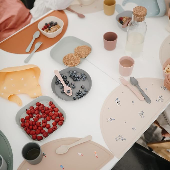 mushie Flatware Fork and Spoon Set For Kids | Made in Denmark (Sage)