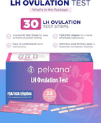 Pelvana 30 LH Ovulation Test Kit, Easy to Use - Identify Peak Fertility Days for a Greater Chance at Conception, Ideal for Women Trying to Conceive Naturally, 30 Test Strips Value Pack