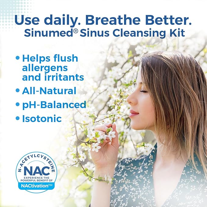Sinus Rinse, 30PK Nasal Rinse Packets with NAC and Saline, Squeeze Bottle, Alternative to Neti Pot, Helps with Allergy, Congestion, Cold Symptoms