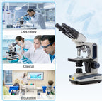 Swift Digital Binocular Compound Microscope 40X-2500X, with 5MP USB Camera, Two-Layer Mechanical Stage and Software Windows and Mac Compatible and Slides,Siedentopf Head,Research-Grade