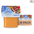 Gerber Stage 2 Baby Food, Beef Vegetable Puree Tub, Nourishing Blends, No Added Colors or Flavors, Baby Puree, 16-Pack