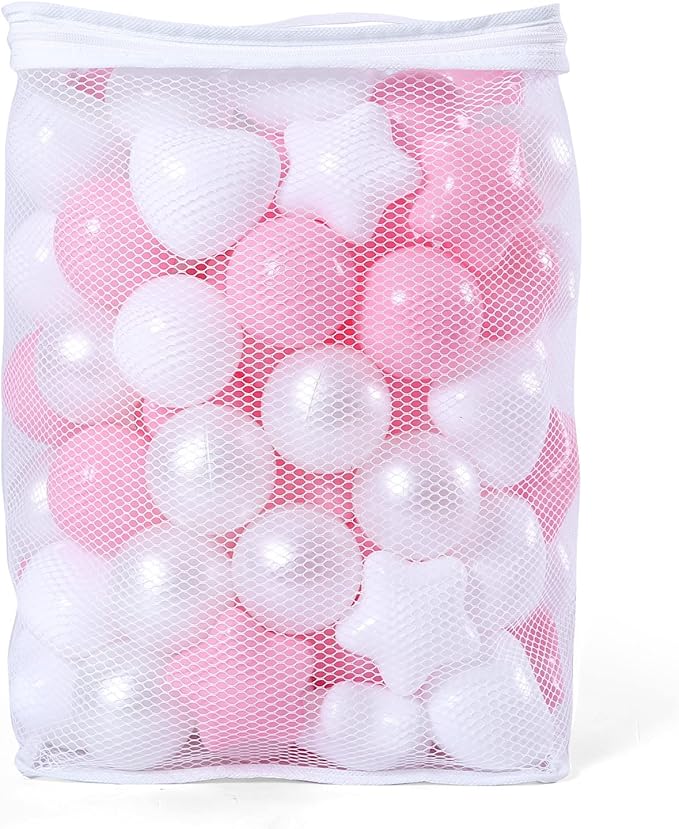 GOGOSO Pink Ball Pit Balls with Star Bals Heart Balls 100 - Crushproof Plasticballs for Babies Toddlers Kids Children for 1 2 3 4 5 Years Old,5 Colors,2.15inches
