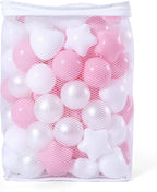 GOGOSO Pink Ball Pit Balls with Star Bals Heart Balls 100 - Crushproof Plasticballs for Babies Toddlers Kids Children for 1 2 3 4 5 Years Old,5 Colors,2.15inches