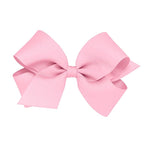 Wee Ones Girls' Plain Wrap Classic Grosgrain Hair Bows on a WeeStay No-Slip Hair Clip, Handmade, Medium, Pearl Pink