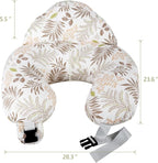 Nursing Pillow for Breastfeeding, Breastfeeding Essentials for Newborn, More Support for Mom and Baby, with Adjustable Waist Strap and Removable Cotton Cover (Big Leaves)