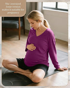 3 Pack Women's Oversize Nursing Shirts for Breastfeeding with Hidden Zippers Loose Fit Long Sleeve Maternity Tops