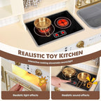 Kids Kitchen playset, Wooden Play Kitchen, Height Adjustable, Comes with Various Kitchen Accessories, Ideal Role Play Toy Gift for Toddlers and Kids Ages 3-8 (White)