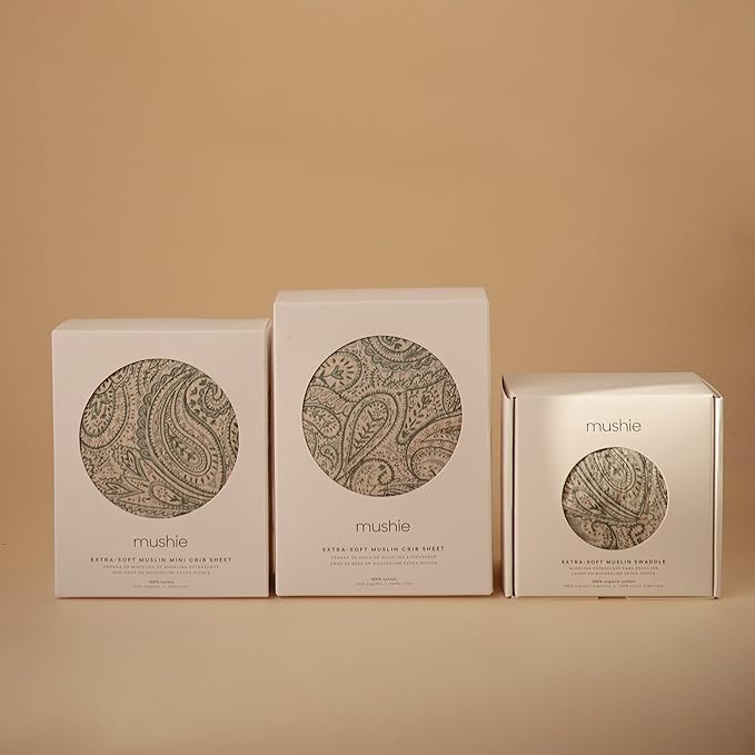 mushie Extra Soft Muslin Fitted Crib Sheet | 192 Thread Count | 28"x 52" (Green Paisley)