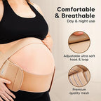 2-in-1 Maternity Belly Bands for Pregnant Women - Easy to Use Pregnancy Belly Support Band for Back, Pelvic, Hip, Adjustable Maternity Belt Support, Comfortable & Soft (Classic Ivory, One Size)