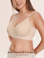 Angelhood Nursing Bras for Breastfeeding, Seamless Wireless Comfort Push up Lace Nursing Maternity Bralette for Pregnancy