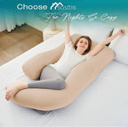 Sasttie Pregnancy Pillows for Sleeping, U Shaped Cooling Full Body Pillow with Removable Cover, Pregnant Women Must Haves, Maternity Essential, Beige