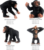 FUNSHOWCASE African Jungle Animals Toy Chimpanzees and Gorilla Figure Realistic Plastic Figurine Playset Lot 10-Piece