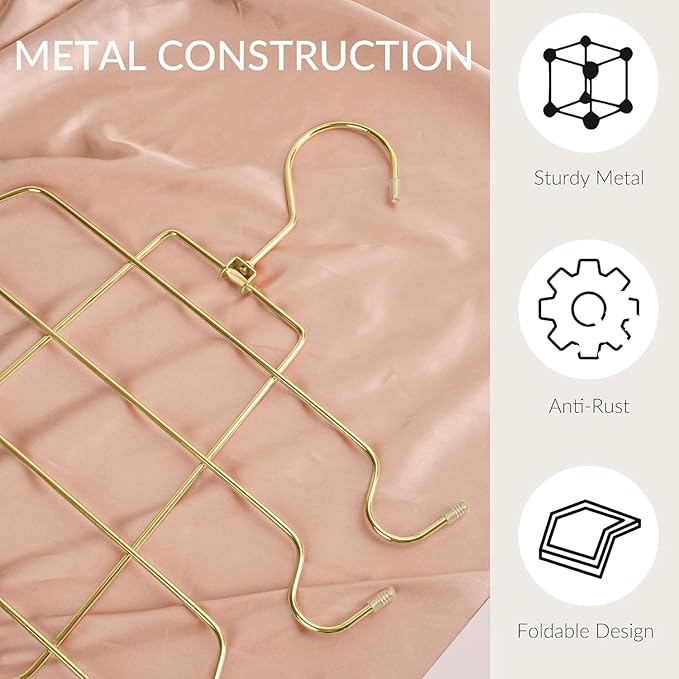 ZEDODIER 3 Pack Tank Top Hanger Space Saving, Bra Hangers for Closet Organizer, Hanging Bra Organizer Tank Tops Holder with 24 Hooks, Metal Closet Organizers and Storage Small Space Solutions, Gold