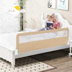 Costzon Bed Rail for Toddlers, 2 PCS Extra Long Swing Down Safety Bed Guards w/Straps for Convertible Crib, Kids Twin, Double, Full Size, Queen & King Bed, Folding Bed Rails for Baby (71-Inch, Beige)
