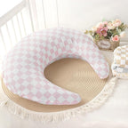 SWESEN Muslin Nursing Pillow Cover, Soft Removable Cover for Breastfeeding Pillows, Pillow Slipcover for Baby Boys and Girls, Comfortable & Breathable, Pink Plaid, Washable (Only Cover)