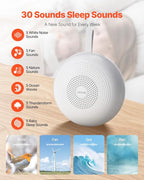 VEVOR Sound Machine, 30 Soothing Sleep Sounds, 3-in-1 Portable and Hangable White Noise Sound Machine with Auto-Off Timer, Soft Ring Light and Memory Function, for Baby, Adults, Home, Office & Travel