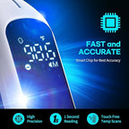 HubiBaby No-Touch Infrared Thermometer for Adults, Accurate Digital Forehead Thermometer, Large LED Display, Fever Alarm, 2 in 1 Forehead & Object Thermometer