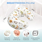 LAT Nursing Pillow for Breastfeeding,100% Cotton Removable Cover,Ergonomic Breast Feeding Pillows for Mom and Baby,Machine Washable(Fox Rabbit & Bear)