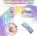 QearFun Unicorn Bluetooth Headphones for Girls - with Microphone & 3.5mm Jack, Adjustable Headband for Kids Teens Toddlers, School iPad Tablet PC Smartphones Compatible (Purple)