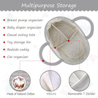 COMSE Large Baby Diaper Caddy Organizer for Girl Boy, Car Caddy with Handles, Cotton Rope Basket for Changing Table, Nursery Organizer, Gift for Baby Shower and Registry Must Have, Cool Gray