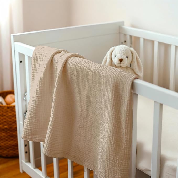 Baby Blankets for Boys Girls, Soft Nursery Minky Blankets with Muslin and Dotted Fleece Back 30x40 inches, Receiving Bed Quilt for Newborn, Infants, Toddlers (Brown)