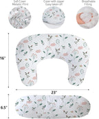 Little Grape Land Nursing Pillow,Upgraded Breast Feeding Pillow for Mom,Breastfeeding & Bottle Feeding for 0–15 Months, Soft Machine Washable Cover with Firm Breathable Filling, Tummy Time,Bunny