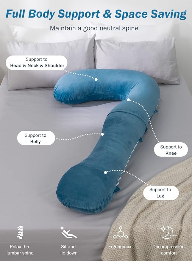 INSEN Cooling Pregnancy Pillow for Sleeping, L-Shaped for Side Sleeper