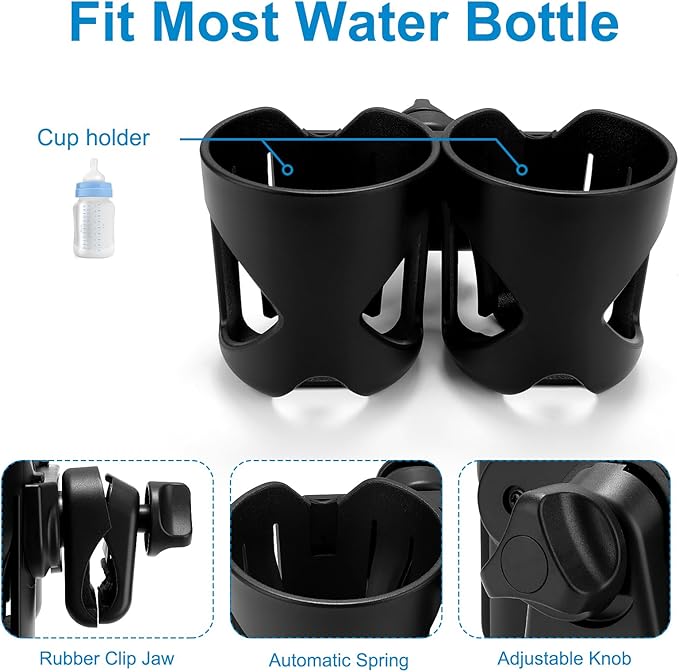 Accmor Universal Cup Holder, Stroller Cup Holder, 360° Rotatable Large Caliber Designed Bottle Holder for Stroller, Bike, Wheelchair, Walker, Scooter