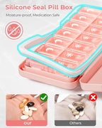 Zoksi Am Pm Pill Organizer 7 Day, Weekly Pill Box 2 Times a Day, Medicine Pill Organizer with Separate Compartment, Travel Pill Case Dispenser Portable for Vitamins, Fish Oils, Medicines(Pink)