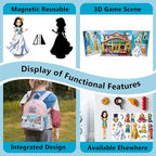 Yuzee Paper Dolls Stickers - Magnetic Dress Up Dolls for Girls - Toddler Travel Toys - 1 Paper Doll and 33 Clothing Accessories with 3D Magnetic Game Scene, Foster Creativity and Imagination