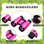Libima 24 Pcs Binoculars for Kids Educational Compact Kids Binoculars with Neck String Toddler Telescope for Boys Girls Learning Bird Watching Camping Hiking Travel Safaris Birthday Gifts(Pink)