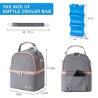 Breastmilk Cooler Bag with Ice Pack Fits 6 Baby Bottles up to 9 Ounce, Breast Milk Pump Cooler Bag with Shoulder Strap for Nursing Mom Daycare, Work, Travel- Grey