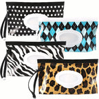 FEBSNOW 4 Pack Baby Wipe Dispenser, Portable Refillable Wipe Holder, Baby Wipes Container, Reusable Travel Wet Wipe Pouch
