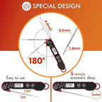 Meat Thermometer Digital with Backlight, Calibration & Hold Function, IP65 Waterproof Food Thermometer for Cooking, Outdoor Grilling, Candy Making