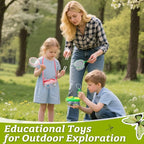 2 Set Bug Catcher for Kids- Educational Bug Catching Kit Including Butterfly Net, Insect Clip, Tweezer, Outdoor Toys for Kids Ages 3-10 (Pink & Green)