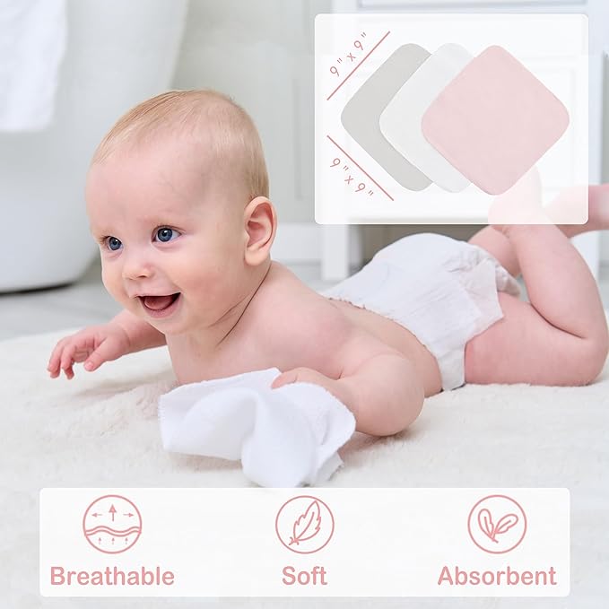 Viviland Baby Towels and Baby Wash Cloths Set Hooded Baby Towels Baby Wipes Absorbent Bath Face Towels Burp Cloths or Face Towels for Girl Boy 6-Pack Size 28 x 28 Inch(Pink Koala)