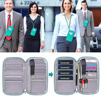RFID Family Passport Wallet Holder Waterproof, Travel Document Organizer Credit Card Clutch Bag for Men Women