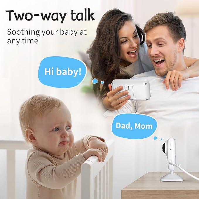Video Baby Monitor with Camera No WiFi 1200ft Long Range, 2.8" Plug & Play Diaplay, Auto Night Vision, 5 Lullabies Portable Baby Sound Monitor, Baby Room Use, for Baby/Elderly