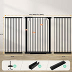 40.5" Extra Tall Baby Gate for Stairs, 68.5"-72.2" Extra Wide Long Dog Gate for The House, Safety Child Gate Easy Walk Thru Indoor, Metal Auto Close Pressure Mount Pet Gate for Doorways Hallway, Black