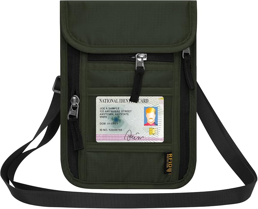 Neck Wallet for Travel,Passport Holder Neck Pouch for Men Women with Adjustable Neck Strap and RFID Blocking