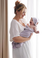 Momcozy Baby Hooded Towel-Made from Cotton, Suitable for Newborn Shower Gifts, 2 Count (Pack of 1), 28 X 28 Inch, Ink Wash Leaves