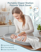 COMOMY Baby Changing Pad for Dresser - Wipeable Changing Pad with Restraining Belt, Waterproof, Soft, Lightweight and Portable, Easy to Clean for On The Go Diaper Change, Light Grey