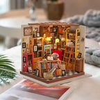 Rolife DIY Miniature House Kit Sam's Study, Tiny House Kit for Adults to Build, Mini House Making Kit with Furnitures, Halloween/Christmas Decorations/Gifts for Family and Friends (Sam's Bookstore)
