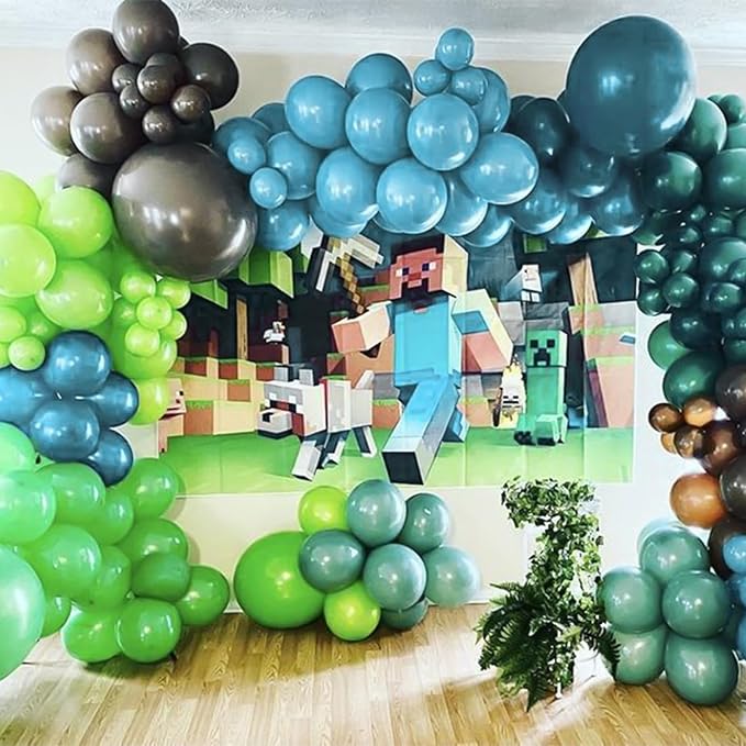 RUBFAC 129pcs Blue Green Balloons Different Sizes 18 12 10 5 Inch for Garland Arch, Green Blue Balloons for Birthday Baby Shower Gender Reveal Wedding Party Decoration